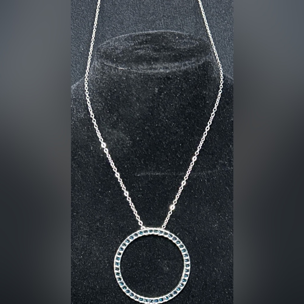 Paparazzi Silver Necklace with Blue Circle Pendant